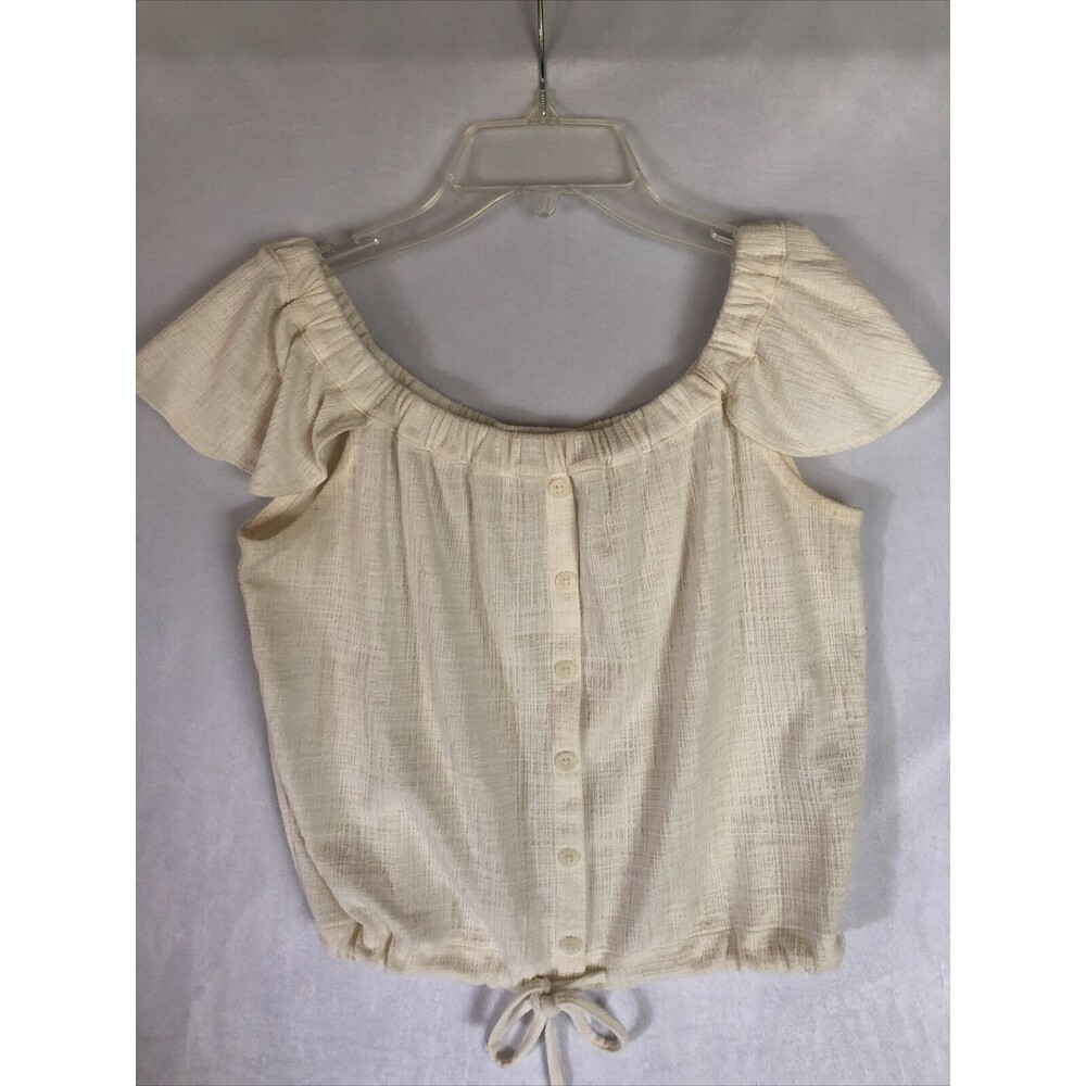 Madewell Cream/White Summer Blouse, Off-Shoulder or On, Drawstring Waist, Small